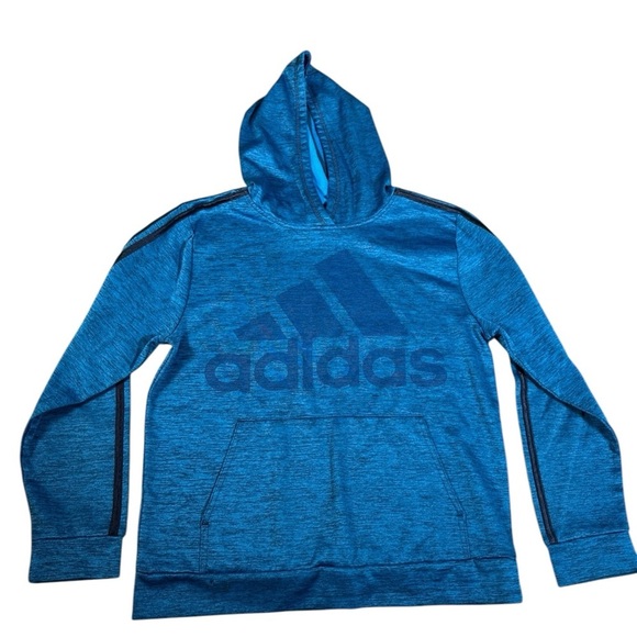 Adidas Pullover Hoodie Sweatshirt with Pockets Blue Logo Youth XL (18/20) - Picture 1 of 11